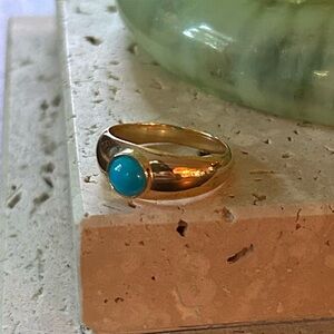 Sterling Silver 14k Plated Sleeping Beauty Turquoise Ring